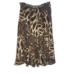 Coldwater Creek Lined Leopard Animal Print Midi Skirt Women's Size Medium
